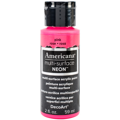 DecoArt Americana Multi-Surface Neon Acrylic Paint 2oz-Pink - DA-3-555 - 766218074737