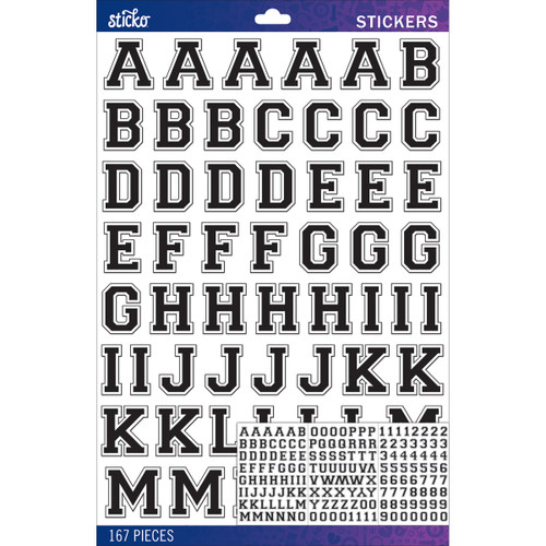 Sticko Alphabet Stickers-Black Varsity Large - E5290116 - 015586816648