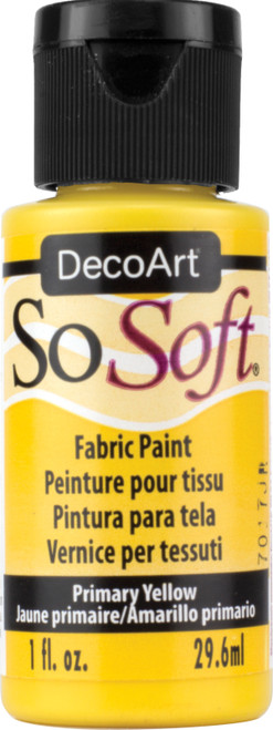 DecoArt SoSoft Fabric Acrylic Paint 1oz-Primary Yellow - DSS-37 - 766218009494