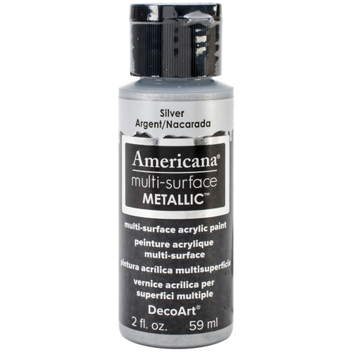 DecoArt Americana Multi-Surface Metallic Acrylic Paint 2oz-Silver - DA-30-550 - 766218074683