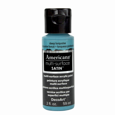DecoArt Americana Multi-Surface Satin Acrylic Paint 2oz-Deep Turquoise - DA5-30-24 - 766218065407