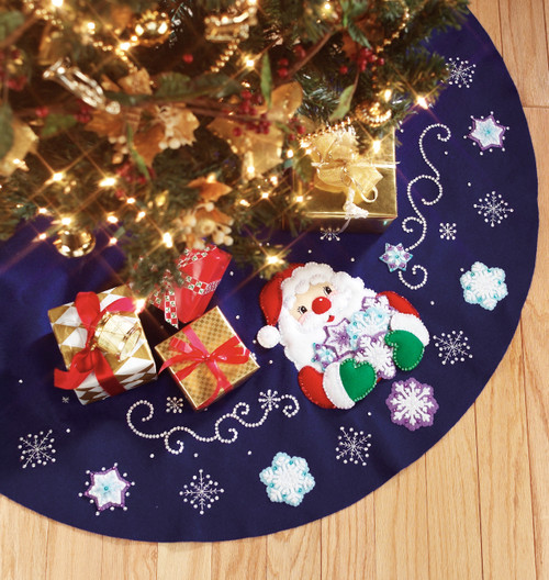 Design Works Tree Skirt Felt Applique Kit 42"-Snowflake Santa - 5A0028X7-1GC2H - 021465052892 Design Works Tree Skirt Felt Applique Kit 42"-Snowflake Santa - 5A0028X7-1GC2H - 021465052892