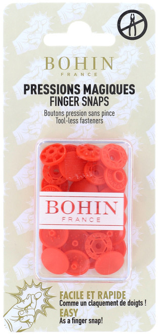 Bohin Finger Snap Fasteners 13mm (1/2") 8 Sets-Orange - SNAP13MM-71761 - 3073640717611 Bohin Finger Snap Fasteners 13mm (1/2") 8 Sets-Orange - SNAP13MM-71761 - 3073640717611