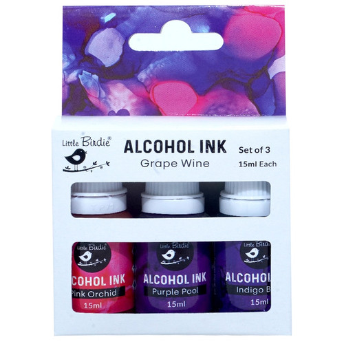 3 Pack - Little Birdie Alcohol Ink 15ml 3/Pkg-Grape Wine - CR88697 - 8903236711493