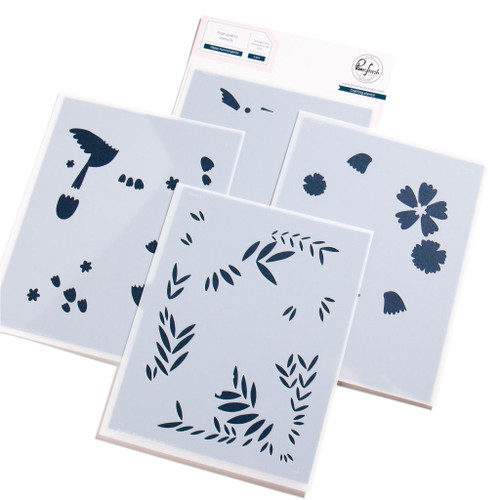 Pinkfresh Studio Stencils 4/Pkg-Happy Hummingbirds - 5A002MY2-1GPCL - 716892111570