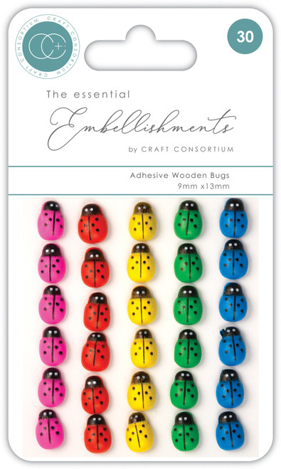 Craft Consortium Laser-Cut Adhesive Wooden Shapes 30/Pkg-Bugs - 5A002W0G-1GWQ4 - 5060921932519