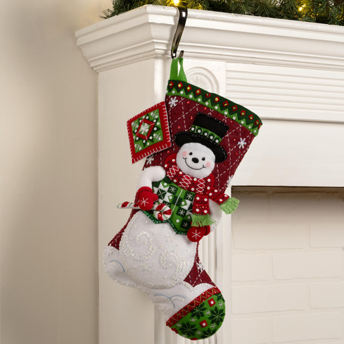 Bucilla Felt Stocking Applique Kit 18" Long-Snowman's Quilted Delight - 5A002W1V-1GWQV Bucilla Felt Stocking Applique Kit 18" Long-Snowman's Quilted Delight - 5A002W1V-1GWQV