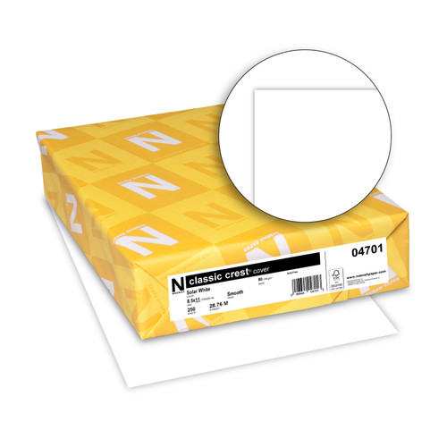 Neenah 80lb Classic Crest Cardstock 8.5"X11" 250/Pkg-Solar White, Smooth - 5A002W53-1GWV6