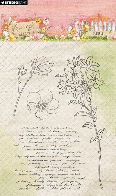 Studio Light Spring Meadow Clear Stamps 4/Pkg-Nr. 773 Florals Spring - 5A002LZL-1GNPW - 8713943156711