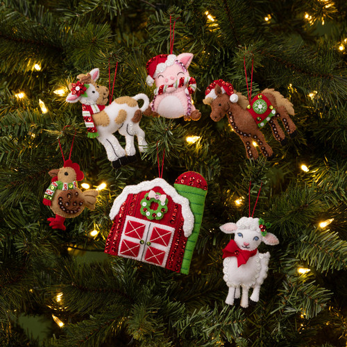 Bucilla Felt Ornaments Applique Kit Set Of 6-Barnyard Cheer - 5A002W1S-1GWQW Bucilla Felt Ornaments Applique Kit Set Of 6-Barnyard Cheer - 5A002W1S-1GWQW