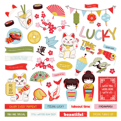4 Pack - Lucky Cat Stickers 12"X12"-ELEMENTS - 5A002W4C-1GWTD - 709388348789