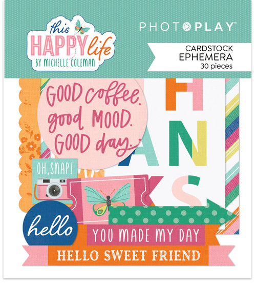 3 Pack - PhotoPlay Ephemera Cardstock Die-Cuts-This Happy Life - 5A002W4W-1GWTH - 709388348758