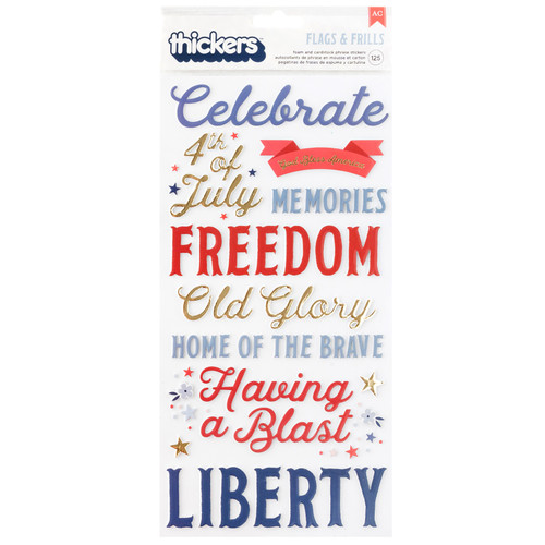 3 Pack - American Crafts Flags And Frills Thickers Stickers 109/Pkg-Gold Foil Phrase - 34030314 - 765468074948
