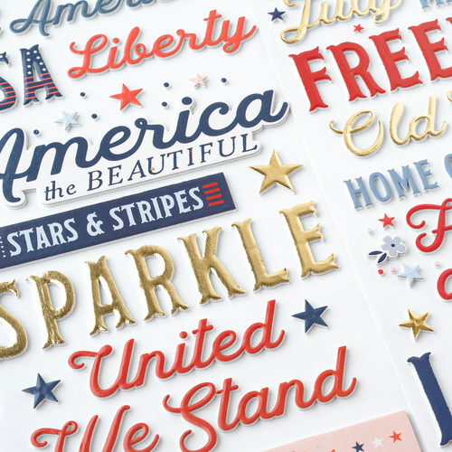 3 Pack - American Crafts Flags And Frills Thickers Stickers 109/Pkg-Gold Foil Phrase - 34030314