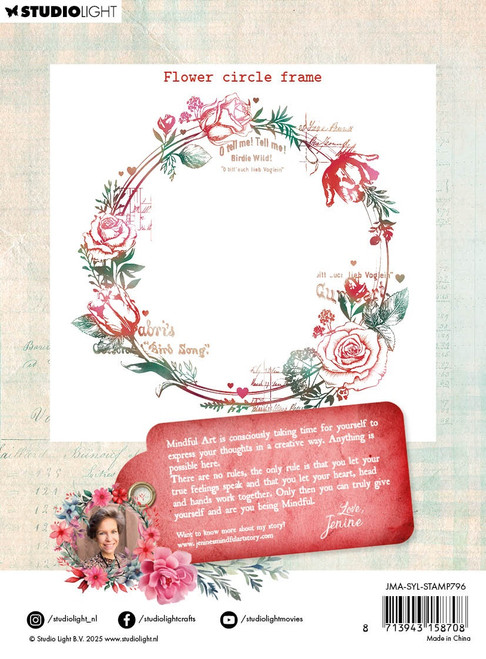 Jenine's Mindful Art Sending You Love Clear Stamp-Nr. 796, Flower Circle Frame - 5A002LWK-1GNP2