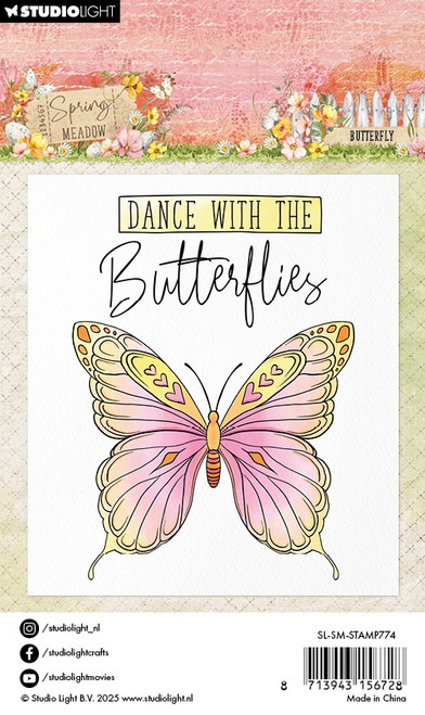Studio Light Spring Meadow Clear Stamps 3/Pkg-Nr. 774 Butterfly Spring - 5A002LXD-1GNPX
