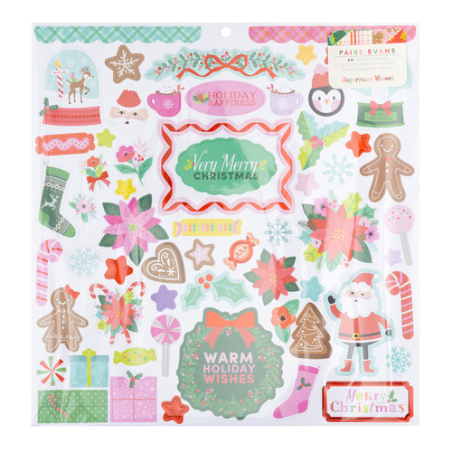 Paige Evans Sugarplum Wishes Foam Stickers 12"X12"-W/Red Foil - PE022011 - 765468044736