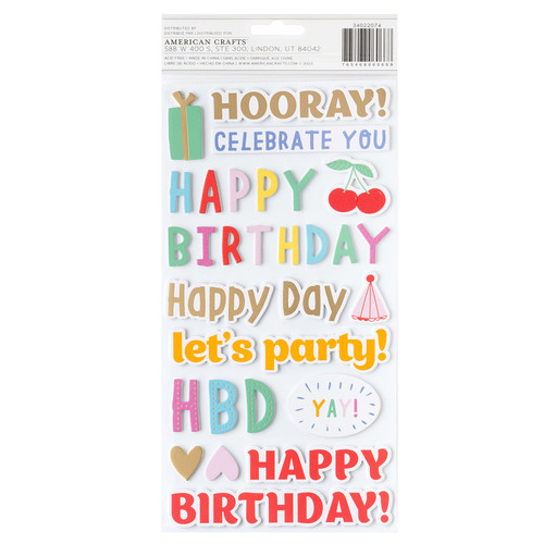 3 Pack - Pebbles All The Cake Thickers Stickers 48/Pkg-Phrases W/Gold Foil - PB022074 3 Pack - Pebbles All The Cake Thickers Stickers 48/Pkg-Phrases W/Gold Foil - PB022074