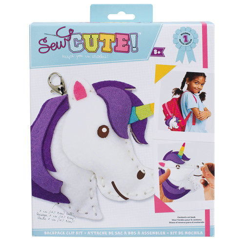 6 Pack - Colorbok Sew Cute! Felt Backpack Clip Kit-Unicorn - 74299 - 765468742991