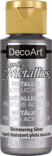 DecoArt Dazzling Metallics Acrylic Paint 2oz-Shimmer Silver - DM-DA070 - 016455170304