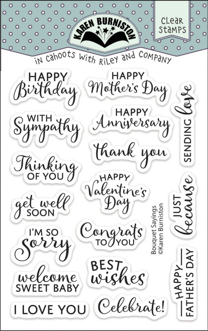 2 Pack - Karen Burniston Clear Stamps 3"x4"-Bouquet Sayings - 5A002WBL-1GX36 - 084282635280