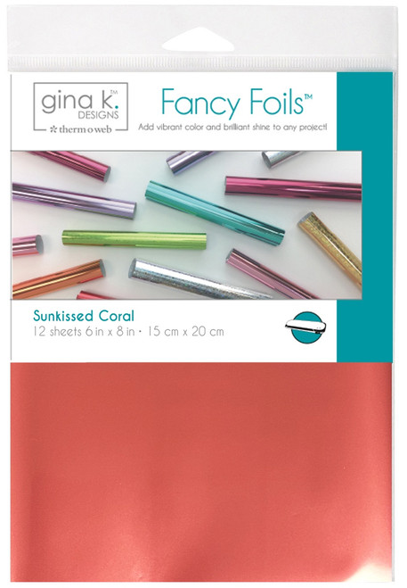 2 Pack - Gina K Designs Fancy Foil 6"X8" 12/Pkg-Sunkissed Coral - Matte Finish - 5A002W97-1GX1N - 000943182085