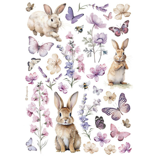 3 Pack - Stamperia Assorted Rice Paper A4-Bunny & Butterfly - 5A002MC1-1GNRR - 5993110041016