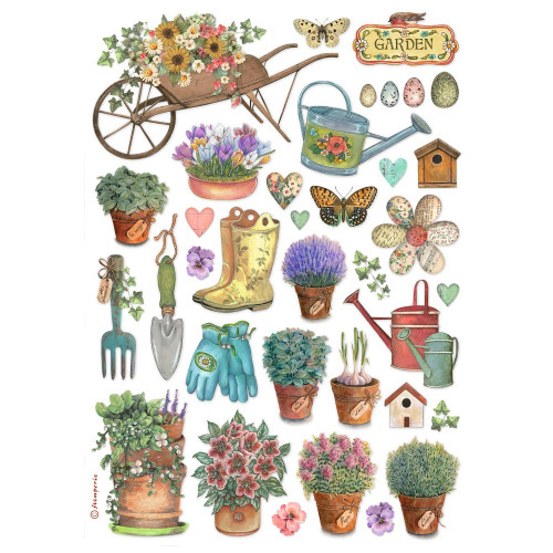3 Pack - Stamperia Assorted Rice Paper A4-Garden Tools - 5A002MBR-1GNTK - 5993110040989