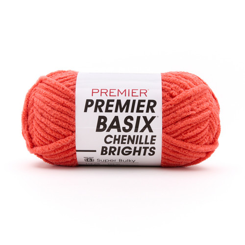Premier Basix Chenille Brights Yarn-Hot Coral - 2126-1GX5T - 840166855904 Premier Basix Chenille Brights Yarn-Hot Coral - 2126-1GX5T - 840166855904