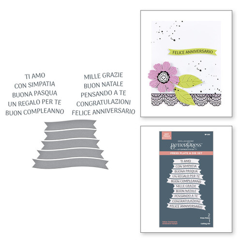 Spellbinders BetterPress Plate & Die Set -Italian Sentiments - 5A002WHM-1GXB4