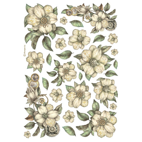 Stamperia Assorted Rice Paper A4-White Flowers - 5A002MB7-1GNTF - 5993110040941