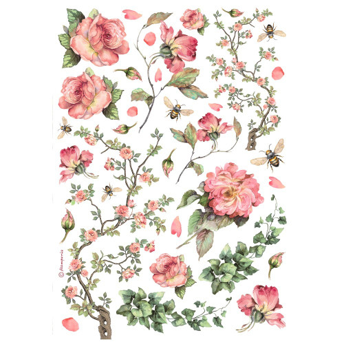 3 Pack - Stamperia Assorted Rice Paper A4-Roses & Ivy - 5A002MBP-1GNSN - 5993110040972