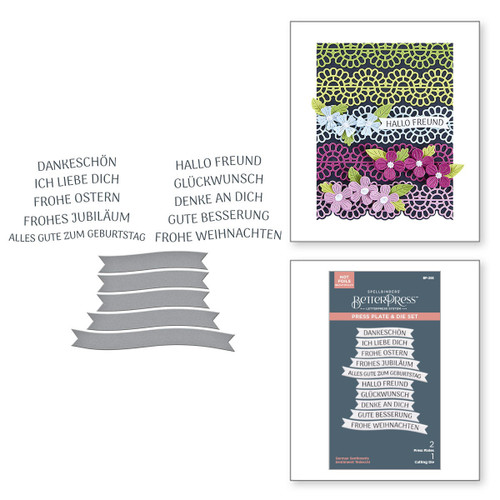 Spellbinders BetterPress Plate & Die Set -German Sentiments - 5A002WHS-1GX9V Spellbinders BetterPress Plate & Die Set -German Sentiments - 5A002WHS-1GX9V