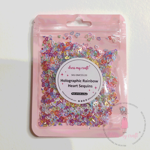 Dress My Craft Sequins 8gms-Holographic Rainbow Heart - 5A002W8X-1GX1B - 194186020362