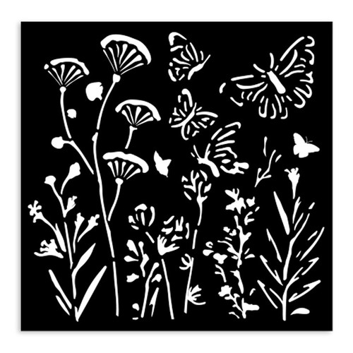 Stamperia Stencil 4.72"x4.72"-Poppies & Butterfly - 5A002MB8-1GNV6