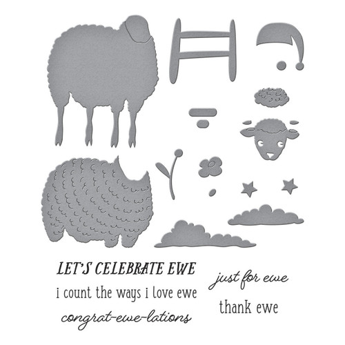 Spellbinders Clear Stamp & Die Set On the Farm Collection-Counting Sheep - 5A002WHT-1GX9M Spellbinders Clear Stamp & Die Set On the Farm Collection-Counting Sheep - 5A002WHT-1GX9M