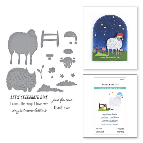 Spellbinders Clear Stamp & Die Set On the Farm Collection-Counting Sheep - 5A002WHT-1GX9M Spellbinders Clear Stamp & Die Set On the Farm Collection-Counting Sheep - 5A002WHT-1GX9M