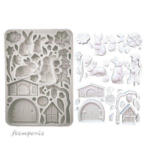 Stamperia Silicone Mold A5-Rabbit & Flowers - 5A002MBY-1GNVF Stamperia Silicone Mold A5-Rabbit & Flowers - 5A002MBY-1GNVF