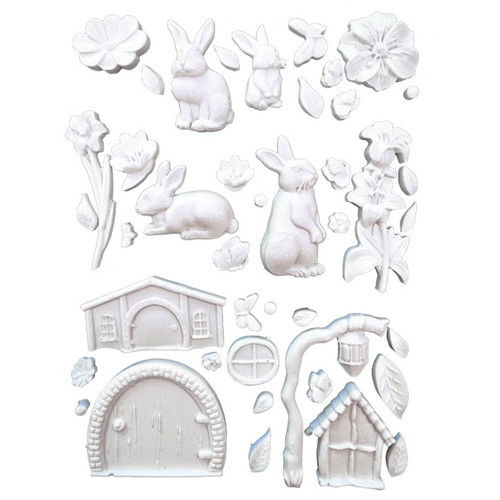 Stamperia Silicone Mold A5-Rabbit & Flowers - 5A002MBY-1GNVF Stamperia Silicone Mold A5-Rabbit & Flowers - 5A002MBY-1GNVF