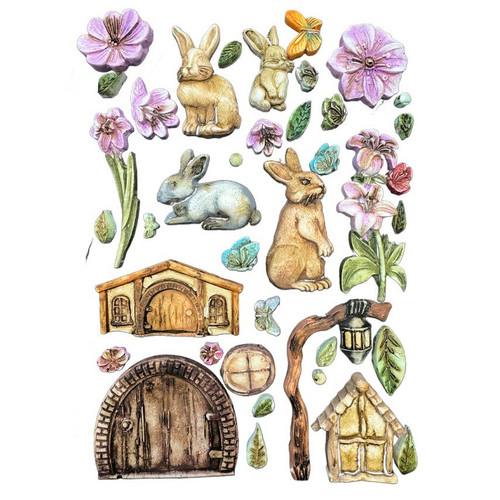 Stamperia Silicone Mold A5-Rabbit & Flowers - 5A002MBY-1GNVF Stamperia Silicone Mold A5-Rabbit & Flowers - 5A002MBY-1GNVF