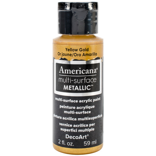 DecoArt Americana Multi-Surface Metallic Acrylic Paint 2oz-Yellow Gold - DA-30-551 - 766218074690