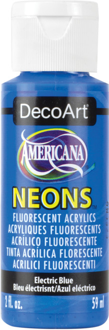 6 Pack - DecoArt Americana Neons Fluorescent Acrylic Paint 2oz-Electric Blue - DHS-6 - 016455606308