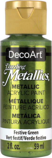 DecoArt Dazzling Metallics Acrylic Paint 2oz-Festive Green - DM-DA261 - 766218029546