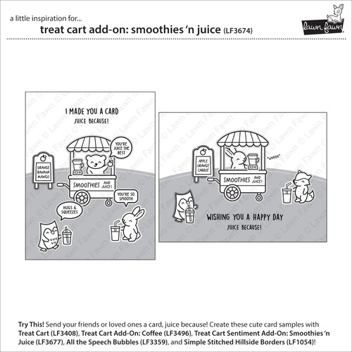 2 Pack - Lawn Fawn Clear Stamps-Treat Cart Smoothies 'n Juice Add-On - 5A002W64-1GWWZ
