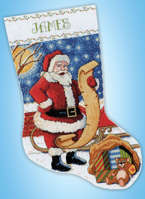 Design Works Counted Cross Stitch Stocking Kit 17" Long-Santa's List (14 Count) 5A002G73-1GHNK - 021465059365