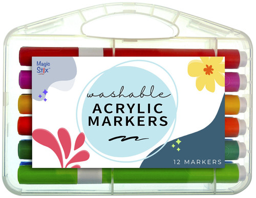 Kwik Stix Magic Stix Washable Acrylic Markers 12/Pkg-Assorted Colors - 5A002WMD-1GXF7 - 634901004968