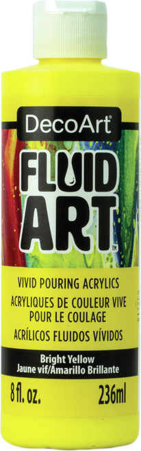 3 Pack - DecoArt FluidArt Ready-To-Pour Acrylic Paint 8oz-Bright Yellow - DFA-08 - 766218117861