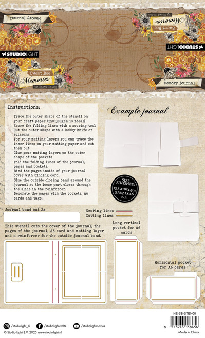 Hazel Eaton Sweet Bee Memories Stencils 10.15"X14.09" 4/Pkg-Nr. 06, Memory Journal - 5A002W3D-1GWR9