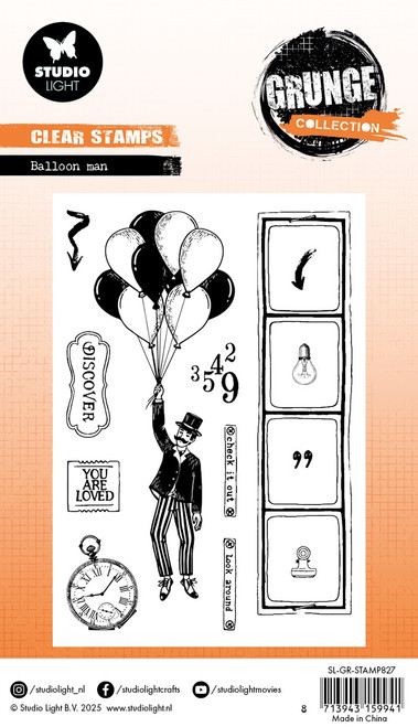 Grunge Collection Clear Stamp 13/Pkg -Nr. 827, Balloon Man - 5A002W2S-1GWRK