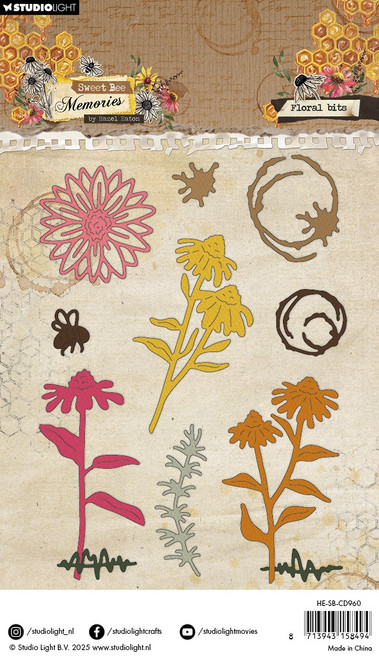 Hazel Eaton Sweet Bee Memories Collection Cutting Dies-Nr. 960 Floral Bits - 5A002W2F-1GWRL